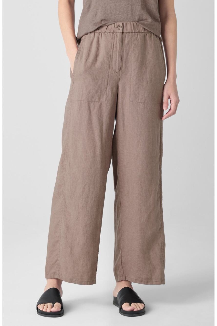 Eileen Fisher Organic Linen Wide Leg Ankle Pants